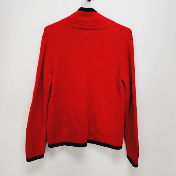 Vintage Studio Joy Christmas Cardigan Sweater With Santa & Snowman Red Size S - Picture 8 of 9